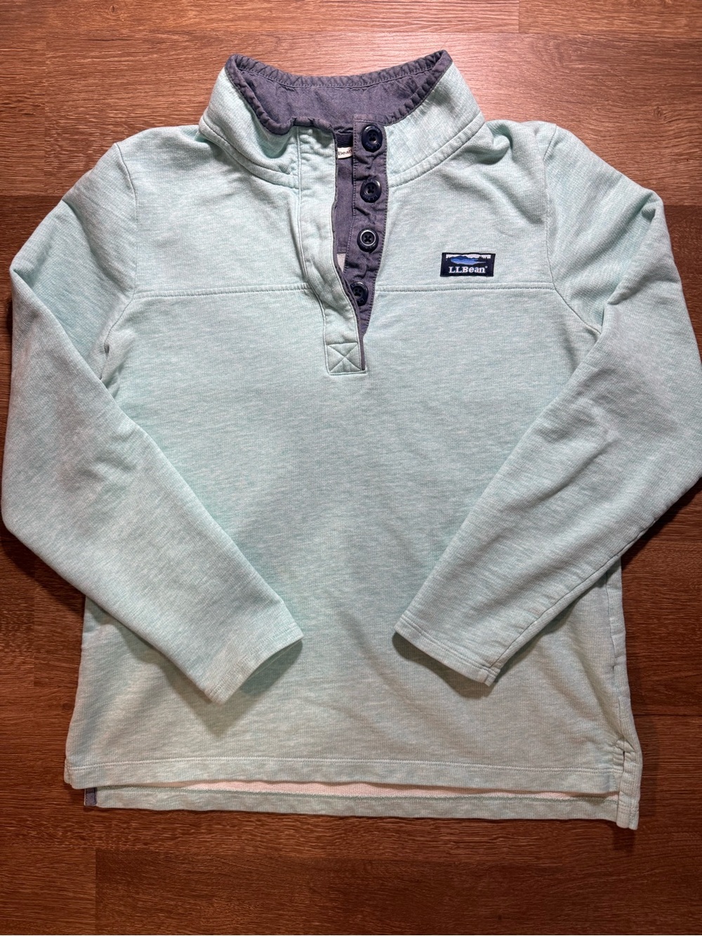L.L. Bean women's teal light blue Henley Pullover